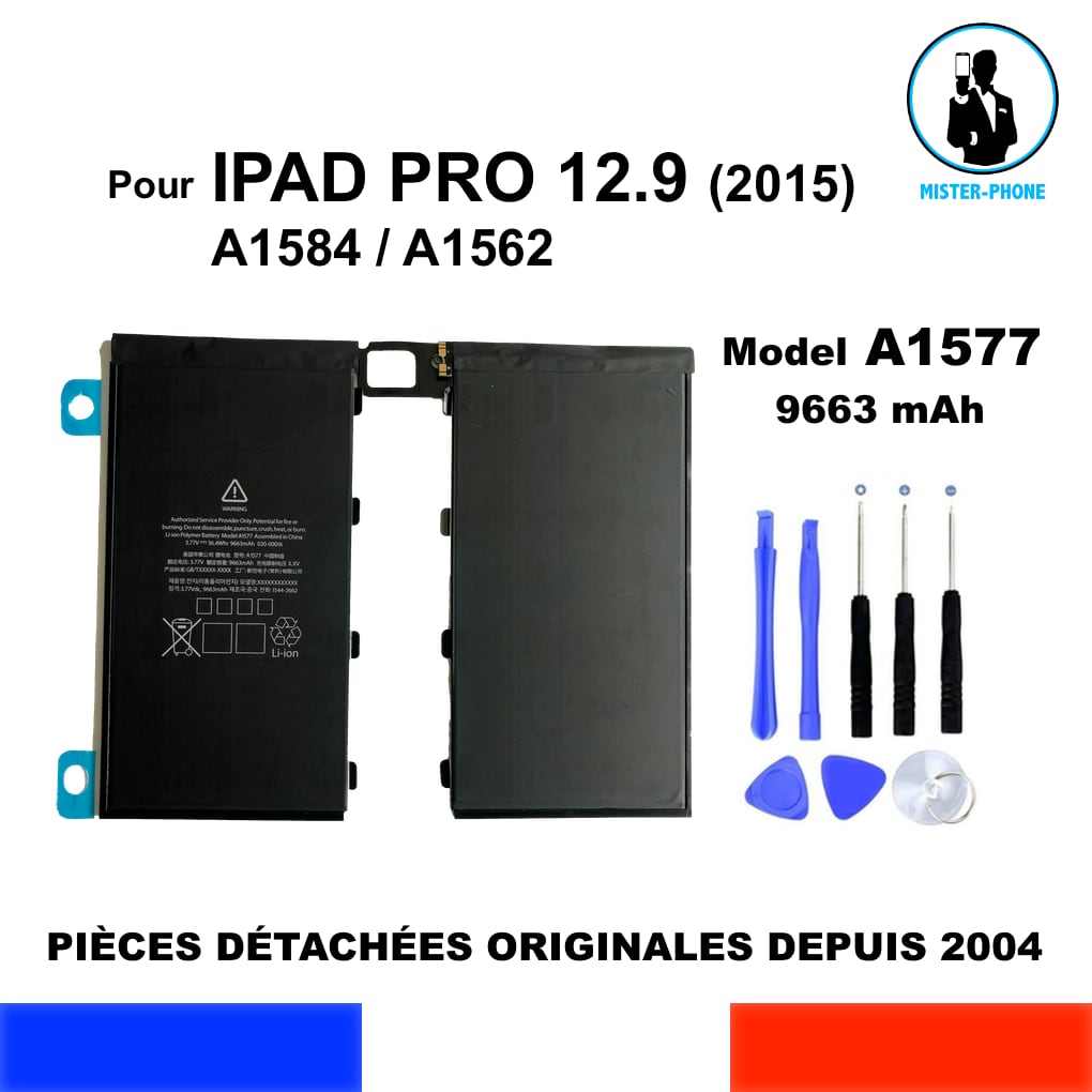 Batterie A1577 Compatible IPad Pro 12.9" 1ère Génération - 10307 MAh - Lithium-polymère - Remplacement Haute Capacité - 2
