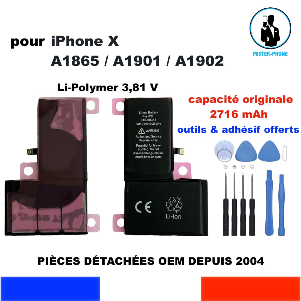 Batterie pour iPhone X / iPhone 10 - 2716 mAh
