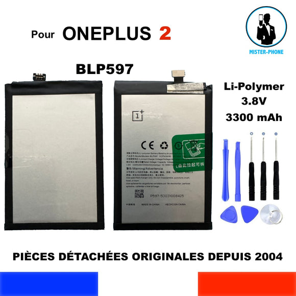 BATTERIE ORIGINALE BLP597 1+ ONEPLUS 2 A2001 A2003 A2005 3300mAh 12,54Wh OEM
