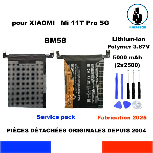 Original Batterie BM58 pour Xiaomi 11T Pro 5G 460200008M1G Pack Service Original Batterie BM58 pour Xiaomi 11T Pro 5G 460200008M1G Pack Service