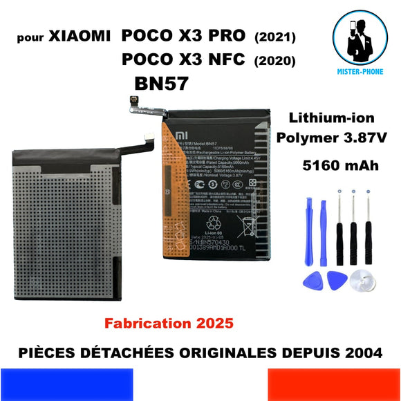 BATTERIE ORIGINE OEM XIAOMI BN57 POCO X3 PRO & POCO X3 NFC 5160mAh NEW BATTERY + KIT OUTILS