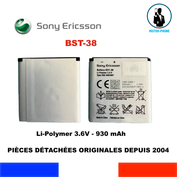 BATTERIE ORIGINALE DE REMPLACEMENT SONY ERICSSON BST-38 BST38 930mAH 3,3Wh 3,6V