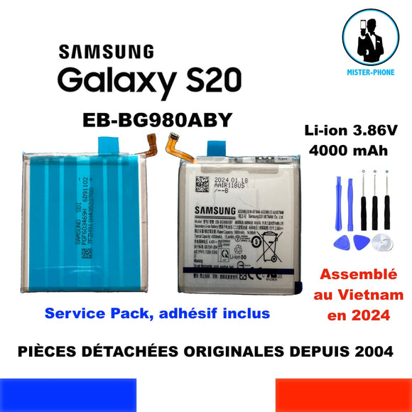 BATTERIE ORIGINALE SAMSUNG EB-BG980ABY GALAXY S20 5G 4000mAh SM-G980F SM-G981U + KIT OUTILS