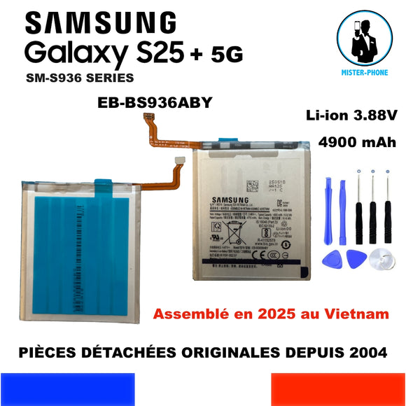 BATTERIE ORIGINALE SAMSUNG EB-BS936ABY GALAXY S25+ 5G 4900mAh SM-S936B/DS OEM + OUTILS