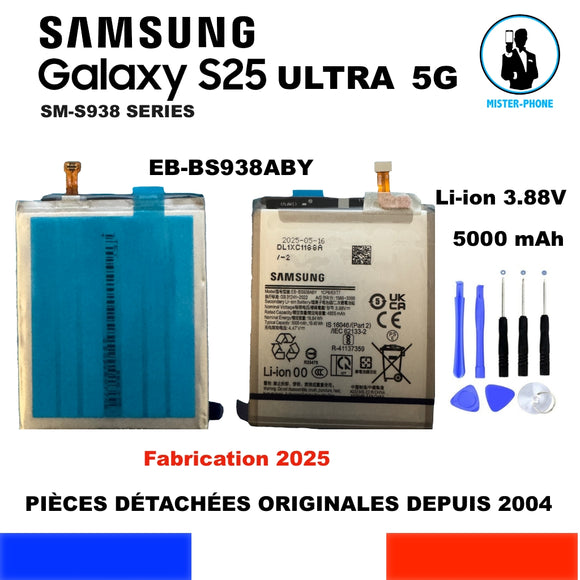 BATTERIE ORIGINALE SAMSUNG EB-BS938ABY GALAXY S25 Ultra 5G 5000mAh SM-S938B/DS+OUTILS