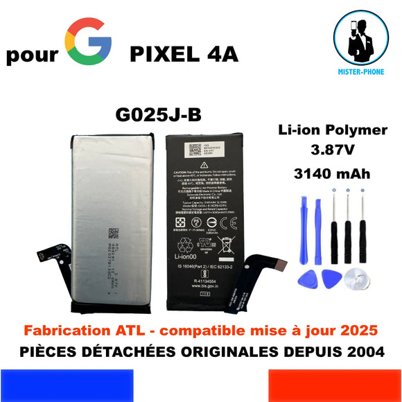 BATTERIE ORIGINALE G025J-B POUR GOOGLE PIXEL 4a G025J G025N 3140mAh OEM + KIT OUTILS