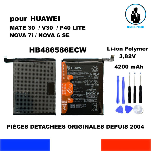 BATTERIE ORIGINALE HUAWEI HB486586ECW POUR MATE 30  / V30  / P40 LITE / NOVA 7i / NOVA 6 SE 4200mAh OEM + KIT OUTILS