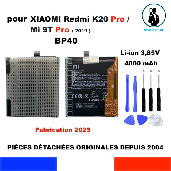 BATTERIE ORIGINALE BP40 XIAOMI REDMI K20 PRO / Mi 9T PRO 4000mAh 15,4Wh 3,85V OEM ORIGINE + KIT OUTILS