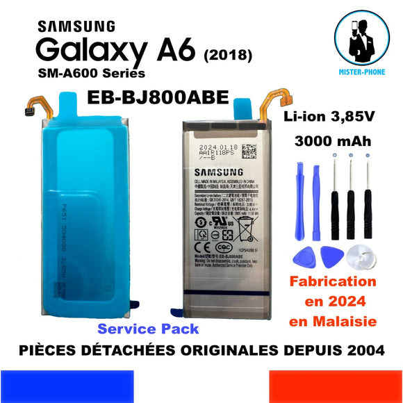 BATTERIE ORIGINALE SAMSUNG A6 2018 SM-A600 Series EB-BJ800ABE EB BJ 800 ABE 3000mAh + KIT OUTILS