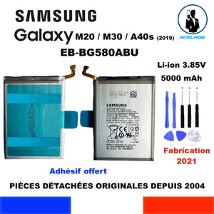 BATTERIE ORIGINALE SAMSUNG GALAXY M20 M30 A40S 2019 EB-BG580ABU 5000mAh 3,85V + OUTILS