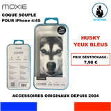 COQUE SOUPLE POUR IPHONE 4 4S MOTIF CHIEN HUSKY YEUX BLEUS