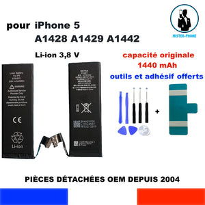 BATTERIE DE REMPLACEMENT IPHONE 5 A1428 A1429 A1442 616-0611 OEM CAPACITE ORIGINALE 1440mAh + KIT OUTILS